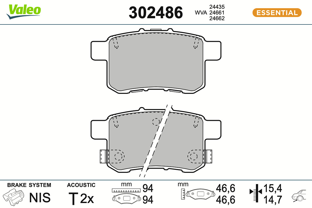 Jogo de 4 pastilhas de travão VALEO ref. 302486